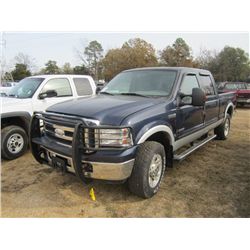 2005 FORD F250 4X4, S/N 1FTSW21P45EC41133, DIESEL ENG, AUTO TRANS, A/C, P/S, CREW CAB, GRILL GUARD