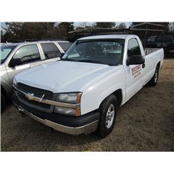 2003 CHEVROLET SILVERADO, S/N 1GCEC14X83Z244229, 4.3L V6 GAS ENG, A/T, P/S, A/C, PIPE RACK