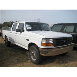 1996 FORD F250 PICKUP, S/N 1FTHW25G9TEB78922, GAS ENG, AUTO TRANS, A/C, P/S, CREW CAB, LONG BED