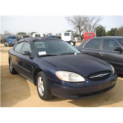 2000 FORD TARUS 4 DOOR SEDAN, S/N 1FAFP55S0YA285808, GAS ENG, AUTO TRANS, A/C, P/S, ODOMETER READING