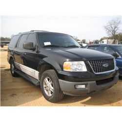 2003 FORD EXPEDITION 4 DOOR SUV, S/N 1FMPU15L63LC14193, GAS ENG, AUTO TRANS, A/C, P/S