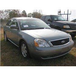 2006 FORD FIVE HUNDRED 4 DOOR SEDAN, S/N 1FAFP23186G170635, GAS ENG, AUTO TRANS, A/C, P/S