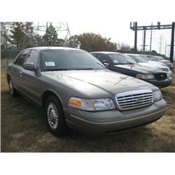 2001 FORD CROWN VICTORIA 4 DOOR SEDAN, S/N 2FAFP71W31X1335791, GAS ENG, AUTO TRANS, A/C, P/S
