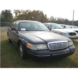 2001 FORD CROWN VICTORIA, S/N 2FAFP71W41X183512, V8, AUTO, A/C