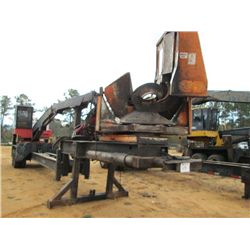 PRENTICE SERIES E LOG LOADER, S/N 208025, CTR DELIMBER, ECAB W/AIR, MTD ON PITTS T/A TRAILER, METER 