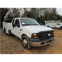 2007 FORD F350 SERVICE TRUCK, S/N 1FDWX36P57FA02976, FORD DIESEL ENG, A /T, A/C, P/S, EXTENDED CAB, 