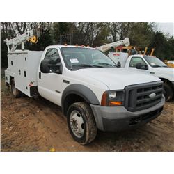 2005 FORD F550 SERVICE TRUCK, S/N 1FDAF57P65EA01940, DIESEL ENG, 5 SPD TRANS, A/C, P/S, TOOL BODY, M