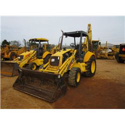 NEW HOLLAND 555E 4X4 LOADER BACKHOE, S/N 31027327, MULTI PURPOSE BUCKET, 24" HOE BUCKET, CANOPY, MET