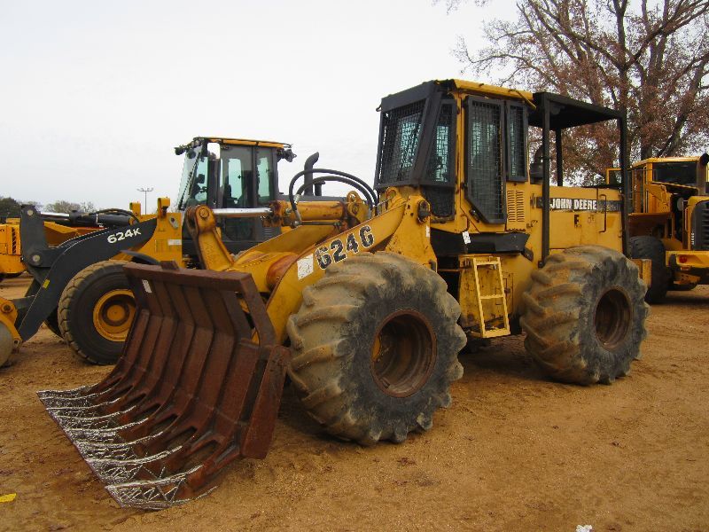 JOHN DEERE 624G WHEEL LOADER, S/N 559636 (97 YR) STACKING RAKE, ECAB W ...