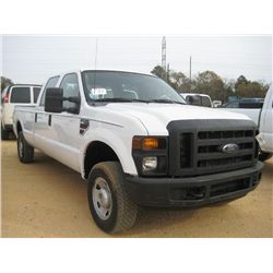 2008 FORD F250 4X4 CREW CAB PICKUP TRUCK, S/N 1FTSW21R78EA90391, V8 POWERSTROKE DIESEL ENG, A/C, P/S