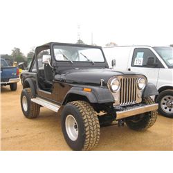 1984 JEEP WRANGLER CJ7, S/N AL84AN00200006926, 6 CYL GAS ENG, 4 BARREL CARBURETOR, 4 SPD TRANS, P/S,