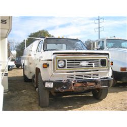 1982 CHEVROLET S/A FUEL TRUCK, S/N 1GBL7D168CV110804, DIESEL ENG, 5 SPD 2 SPD TRANS, P/S