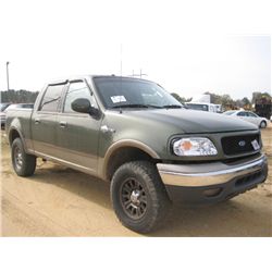 2002 FORD F150 KING RANCH CREW CAB PICKUP, S/N 1FTRW08L52KC22092, V8 GAS ENG, A/T, P/S, A/C
