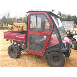 2008 KAWASAKI MULE 4X4, DIESEL ENGINE, ECAB W/HEATER, P/S, ELECTRIC DUMP