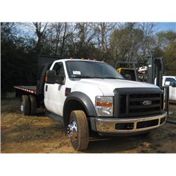 2008 FORD F450 XL 4X4 FLATBED TRUCK, S/N 1FDXF47R68FA87258, 6.4 LT DIESEL ENG, A/T, A/C, P/S, POWER 