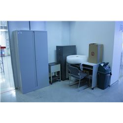 CONTENTS OF SHIPPING/RECEIVING AREA INCL: 2 DESKS,