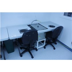 FOLDABLE MEDICAL WORK STATION WITH 2 CHAIRS AND