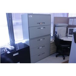 GREY 5 DRAWER LATERAL FILE CABINET