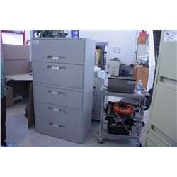 GREY 5 DRAWER LATERAL FILE CABINET