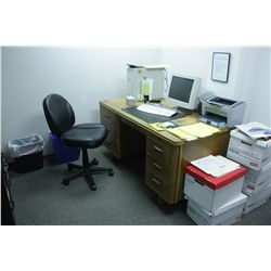 CONTENTS OF UPSTAIRS OFFICE INCL: DESK, BOOKCASE,