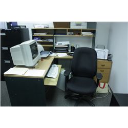 CONTENTS OF UPSTAIRS OFFICE INCL: L SHAPE DESK