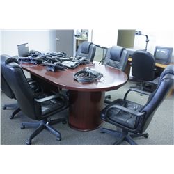 BOARDROOM TABLE, 6 OFFICE CHAIRS, 7 CLIENT CHAIRS