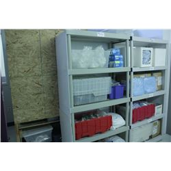 LOT OF MEDICAL DISPOSABLES AND PLASTIC SHELF