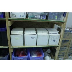 SHELF OF STORAGE BINS AND FILLERS