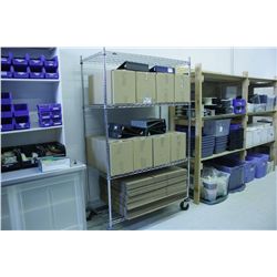 MOBILE METRO RACK OF BINDERS AND BOXES