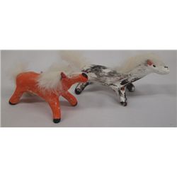 Pr Navajo Folk Art Pottery Horses