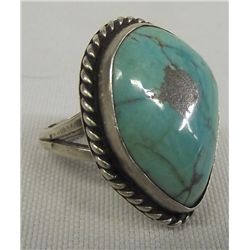 Vintage Navajo Turquoise Sterling Ring Sz 7