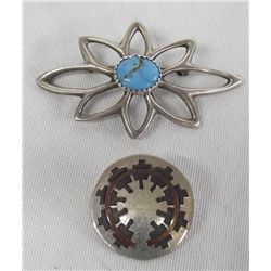 Two Navajo Sterling Silver Pins Hallmarked