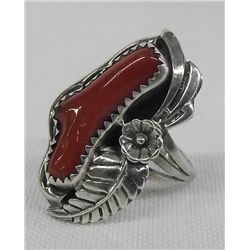 Navajo Sterling Silver Coral Ring