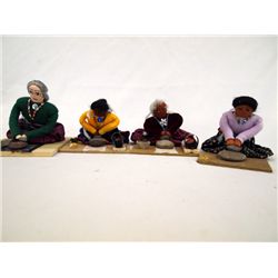Four Navajo Women Dolls, Grinding Corn