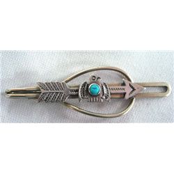 Estate Navajo Sterling Turquoise Tie Clasp