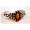 Image 2 : Navajo Sterling Silver Red Shell Bracelet