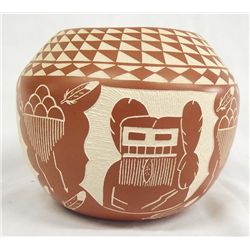 Laguna Sgrafitto Pottery Bowl - A V Lucario