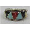 Image 1 : Zuni Channel Inlaid Turquoise Coral Silver Ring