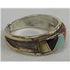 Image 2 : Zuni Channel Inlaid Turquoise Coral Silver Ring
