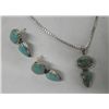 Image 1 : Sterling Silver Turquoise Necklace Earrings Set