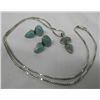 Image 3 : Sterling Silver Turquoise Necklace Earrings Set