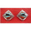 Image 1 : Large Hopi Channel Inlay Sterling Pierced Earrings
