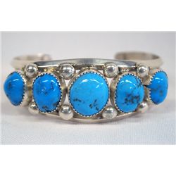 Navajo Sterling Turquoise Bracelet- Verna Tahe