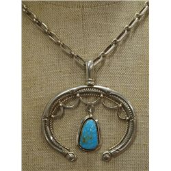 Navajo Sterling Turquoise Naja Necklace- Ben Begay