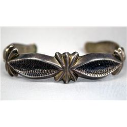 Navajo Pawn Sterling Silver Sandcast Bracelet