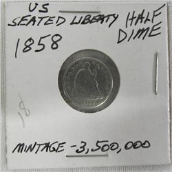 1858 US Seated Liberty Half Dime