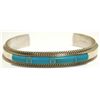 Image 1 : Navajo Turquoise Inlay Sterling Silver Cuff Bracelet - Fran Yazzie