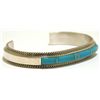 Image 2 : Navajo Turquoise Inlay Sterling Silver Cuff Bracelet - Fran Yazzie