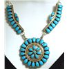 Image 2 : Navajo Turquoise Sterling Silver Necklace & Earrings Set - D. Benally