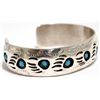 Image 2 : Navajo Turquoise Sterling Silver Bear Paw Cuff Bracelet - Pearlene Spencer